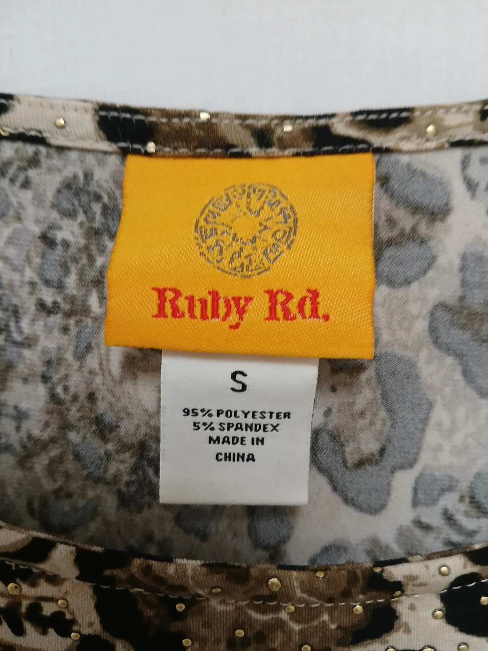 Ruby Rd. Leopard Print Tie-Front Long Sleeve Top in Tan and Black